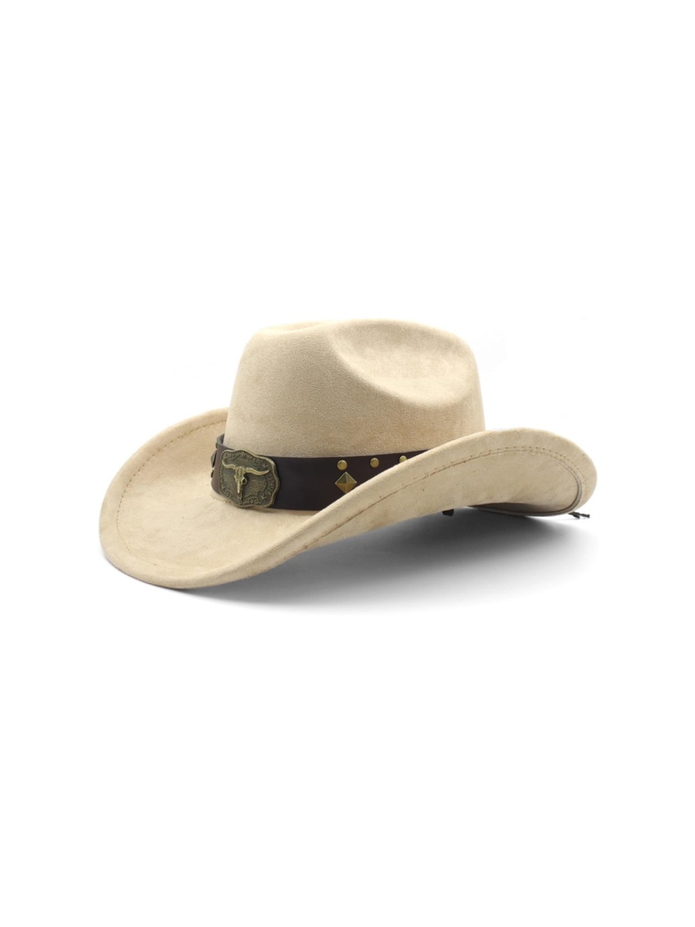 Beige Cowboy Hat with Decorative Leather Band